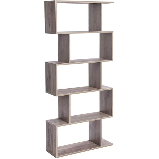 Greige VASAGLE Wooden Bookcase Cube Display Shelf and Room Divider Freestanding Shelving Unit 6-Tier Bookshelf